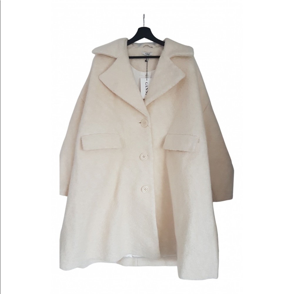 GANNI Cream Wool Coat